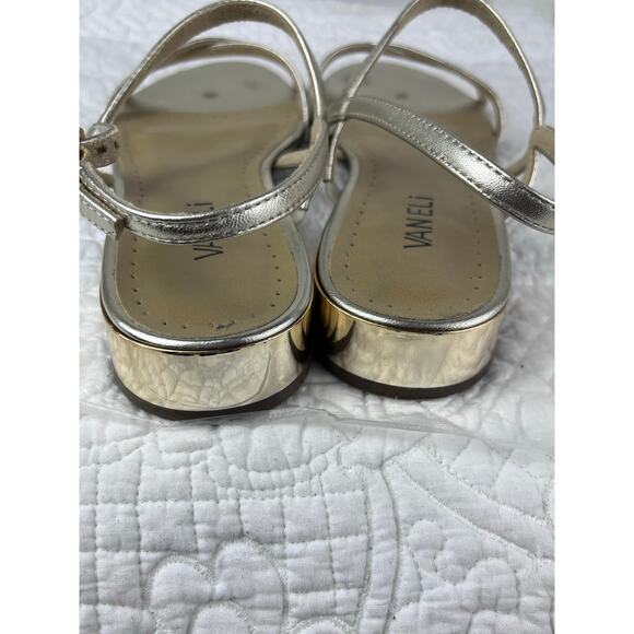 Vaneli Women's Gold Strap Flat Summer Slip On Heel Sandals - Size 8 - Picture 6 of 11
